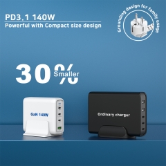 Desktop 140W GaN Charger USB-C KC CE CB ROHS PD3.1 Charging for iPhone Samsung Laptop Tablet