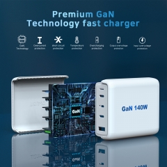 Desktop 140W GaN Charger USB-C KC CE CB ROHS PD3.1 Charging for iPhone Samsung Laptop Tablet