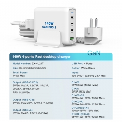 Desktop 140W GaN Charger USB-C KC CE CB ROHS PD3.1 Charging for iPhone Samsung Laptop Tablet