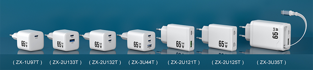 A variety of 65W chargers from the manufacturer