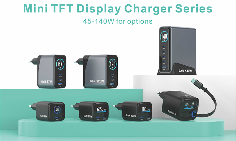 Mini TFT Display Charger Series 45W 60W 67W 100W 120W 140W for options