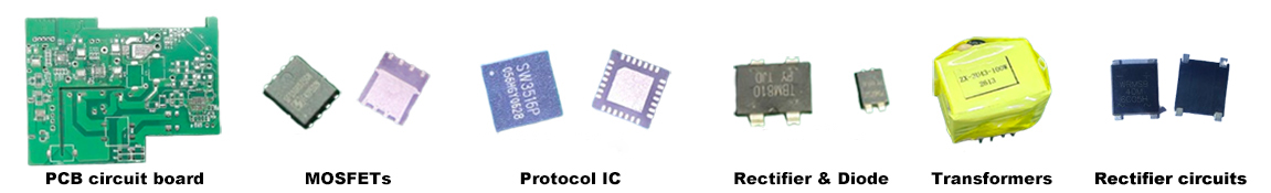 Important internal components of a mobile charger