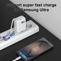 45W GaN Charger with Retractable Cable for iPhone 17 18 pro max, Samsung Series Fast Charging | ZX-2U128T