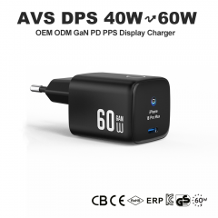 TFT Display 60W SPR AVS/DPS PD3.2 Wall GaN Charger Type c | ZX-1U106T