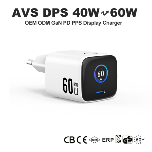 TFT Display 60W SPR AVS/DPS PD3.2 Wall GaN Charger Type c | ZX-1U106T