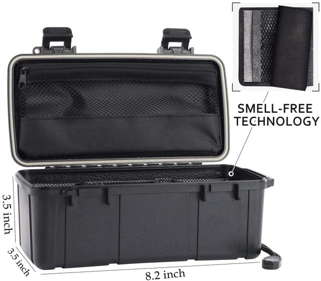 OZCHIN Stash Box with Lock, Grinder, UV Stash Jar, Storage Tube, Tray and 5 Odorless Resealable Bags