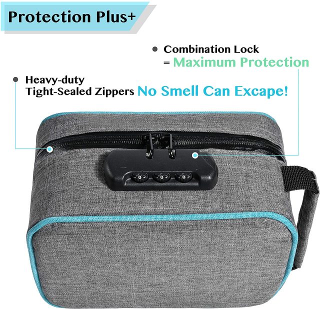 OZCHIN Smell Proof Bag with Combination Lock Odor Proof Stash Case Container; Medicine Lock Box Bag Travel Storage Case (Gray)