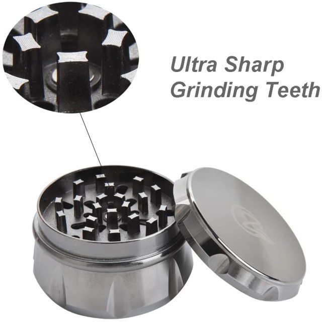 Herb Grinder, 4-piece Zinc Alloy Manual Grinder Sharp Teeth Preparing