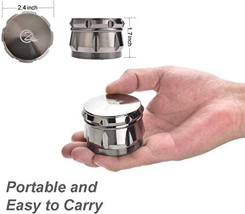 OZCHIN 4 Pieces Spice Herb Grinder 2.4" Zinc Alloy with Pollen Scraper and Mini Cleaning Brush