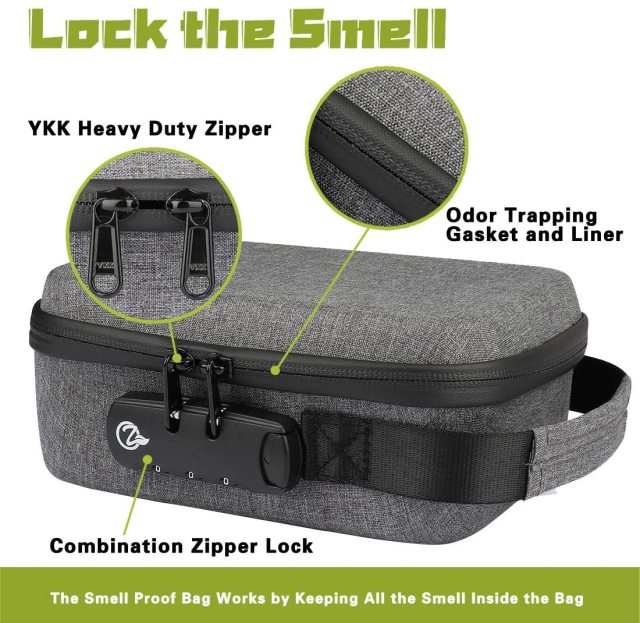 OZCHIN 2021 NEW Hard Shell Smell Proof Bag with Combination Lock Odor Proof Stash Box Container
