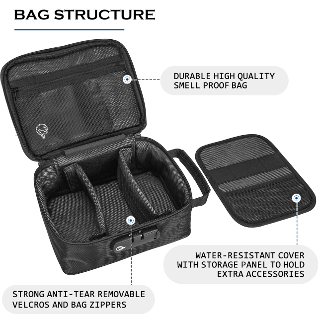 OZCHIN Smell Proof Bag with Combination Lock Odor Proof Stash Case Container Medicine Lock Box Bag Travel Storage Case (Black)