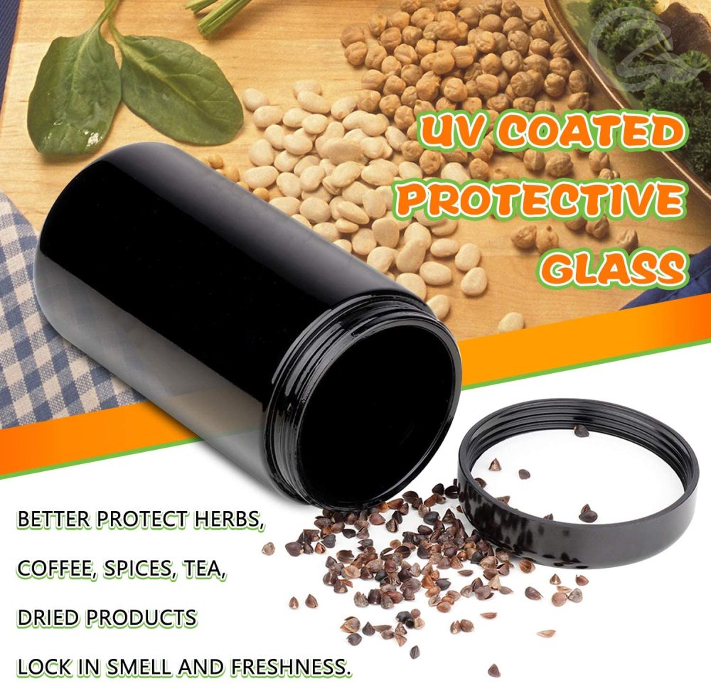 OZCHIN Glass Jar w/Airtight Lid 500ml Scent Proof Container for Herb (500ml)