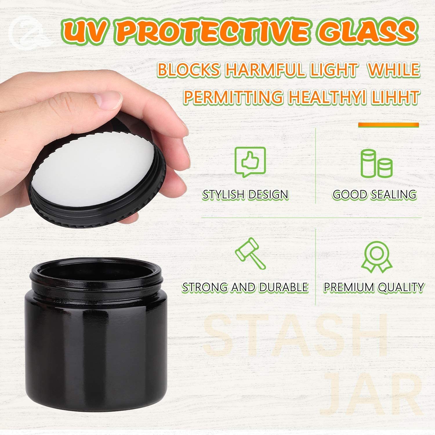 kitchentoolz Smell Proof Jar Glass Container With Airtight Metal