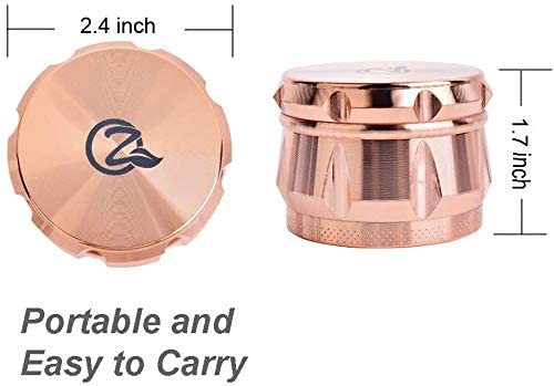 OZCHIN 4 Pieces Spice Herb Grinder 2.4&quot; Zinc Alloy with Pollen Scraper and Mini Cleaning Brush