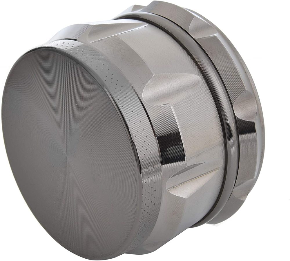 OZCHIN 4 Pieces Spice Herb Grinder 2.4" Zinc Alloy with Pollen Scraper and Mini Cleaning Brush (Rose Gold)