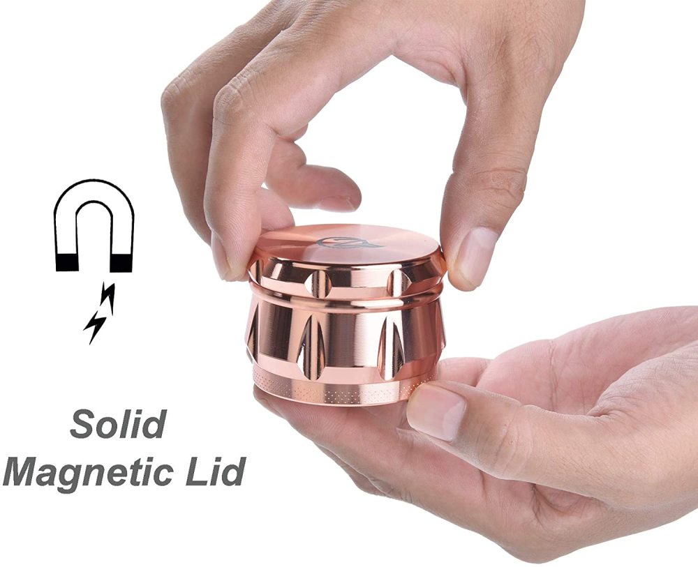 OZCHIN 4 Pieces Spice Herb Grinder 2.4" Zinc Alloy with Pollen Scraper and Mini Cleaning Brush