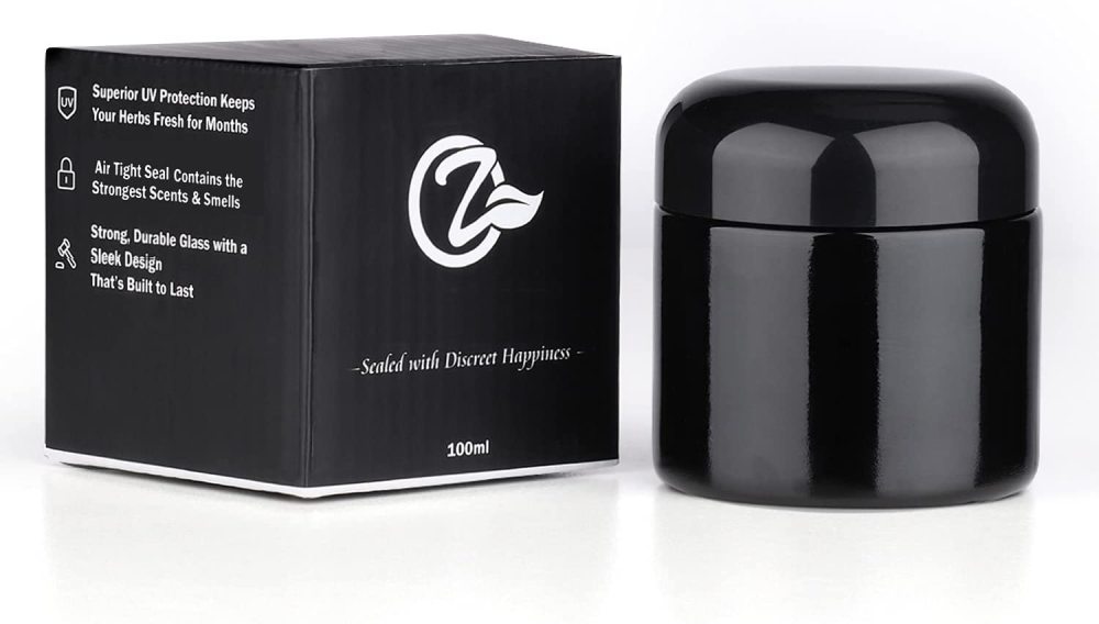 OZCHIN Glass Jar w/Airtight Lid 500ml Scent Proof Container for Herb (500ml)