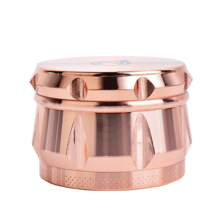 OZCHIN 4 Pieces Spice Herb Grinder 2.4" Zinc Alloy with Pollen Scraper and Mini Cleaning Brush (Rose Gold)