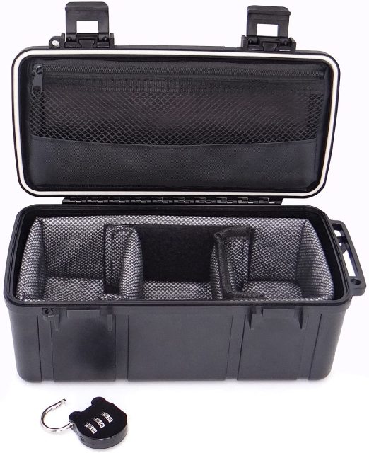 OZCHIN Stash Box with Lock, Grinder, UV Stash Jar, Storage Tube, Tray and 5 Odorless Resealable Bags