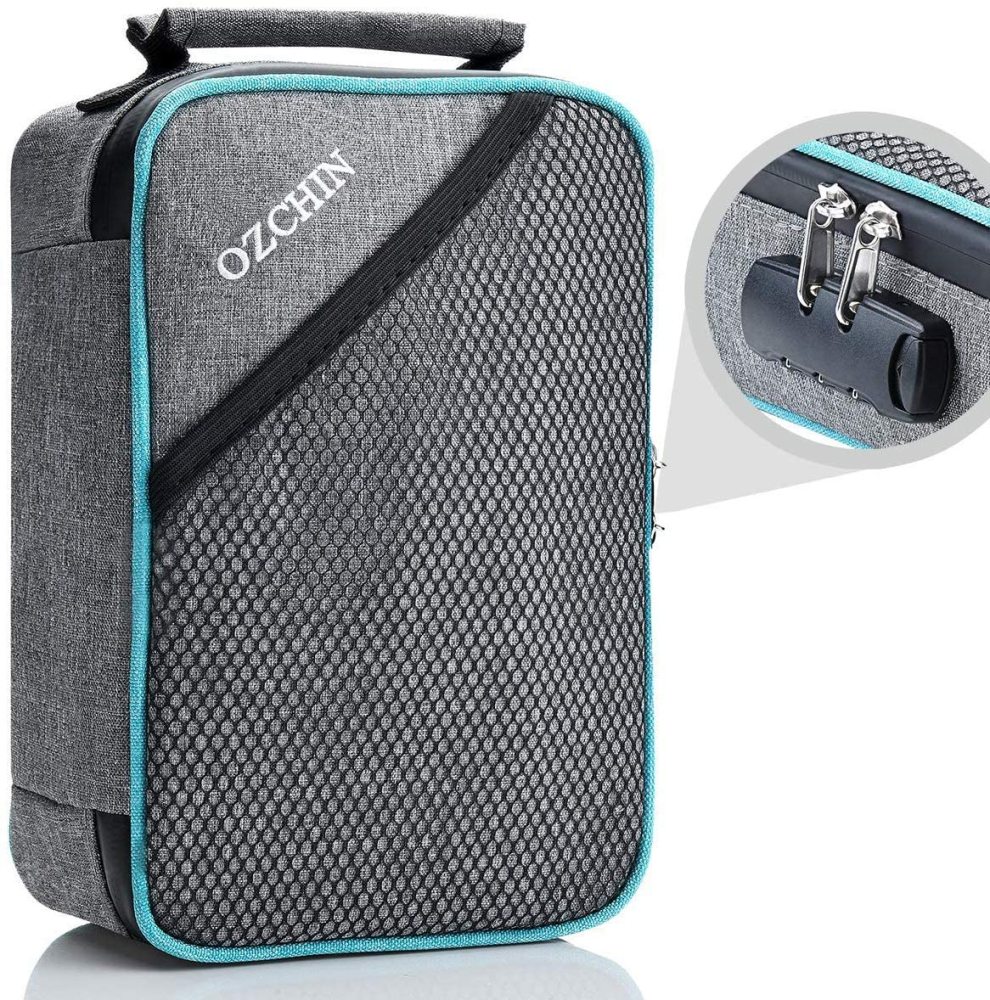 Smell Proof Bag with Combination Lock Stash Box File Organizer Case Container; Medicine Lock Bag Travel Storage Case Safe Bag for Documents and Valuables Storage (Grey)