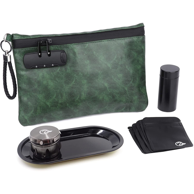 OZCHIN Smell Proof Bag with Combination Lock Certificates Organizer PU