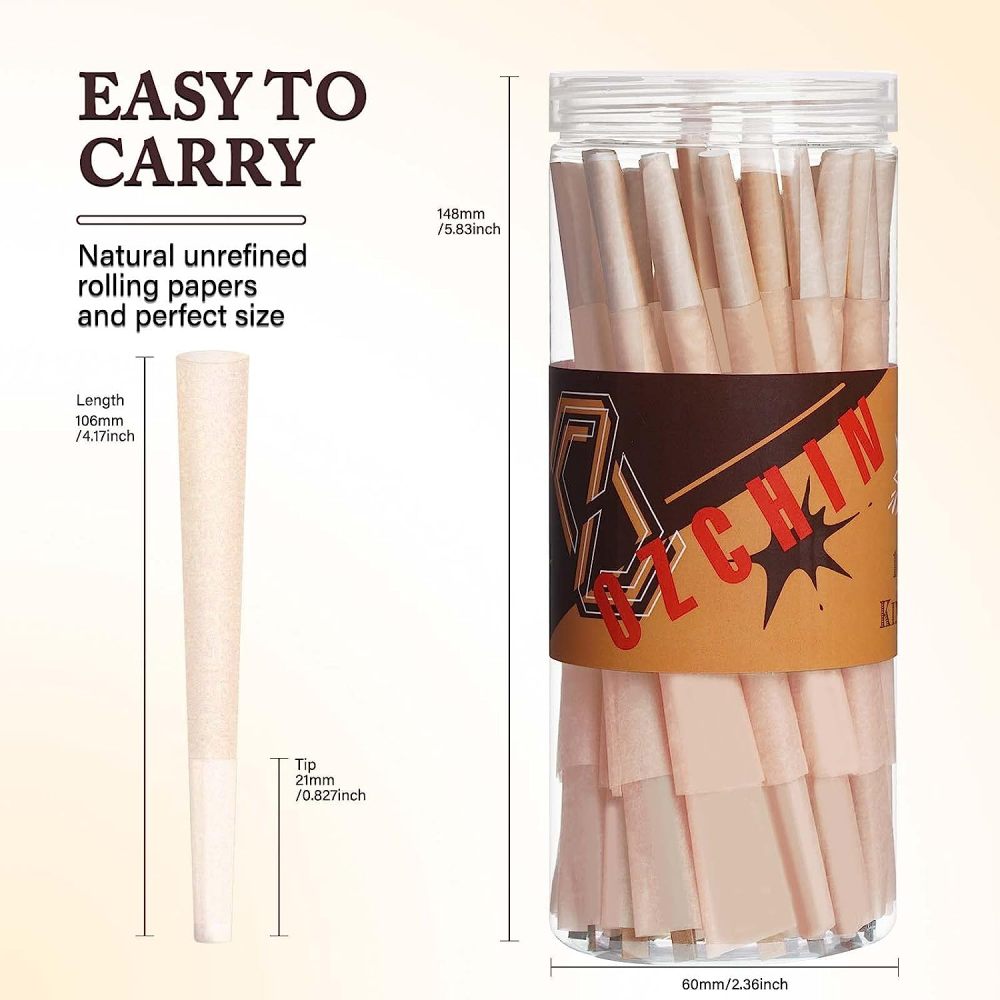 Brown Pre Rolled Cones 50 Pack (4.2inches/108mm) Brown Cones Rolling Papers with Tips, Slow-Burning and Chemical-Free, Ideal for Women and Beginners (Brown)