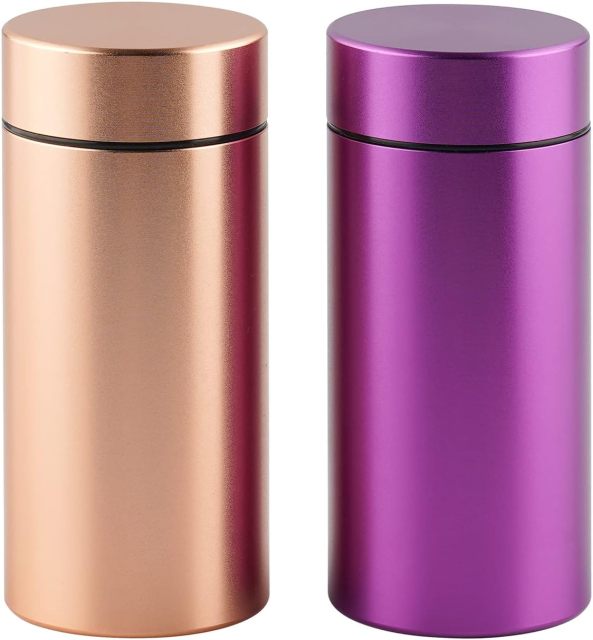 OZCHIN Aluminum Storage Jar Portable Airtight Smell Proof Container Bottle Multipurpose Storage Container for Spices, Coffee & Teas 80ml (Rose Gold&Purple)