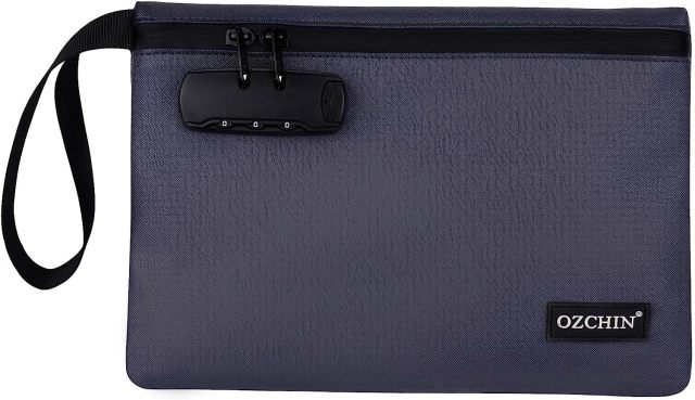 OZCHIN Storage bag with Combination Lock, Medicine Lock Bag 10 X 7 Inches, Locking Bag Great Gifts for Women and Men (Dark Blue)