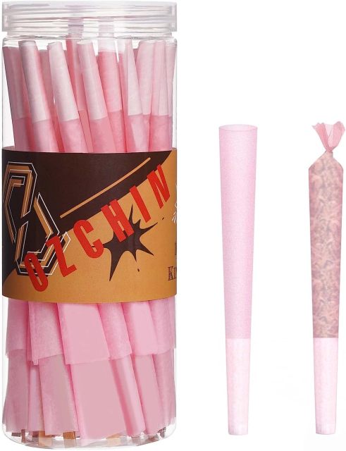 Pink Pre Rolled Cones 50 Pack (4.2inches/108mm) Pink Cones Rolling Papers with Tips, Slow-Burning and Chemical-Free, Ideal for Women and Beginners (Pink)
