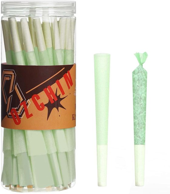Green Pre Rolled Cones 50 Pack (4.2inches/108mm) Green Cones Rolling Papers with Tips, Slow-Burning and Chemical-Free, Ideal for Women and Beginners (Green)