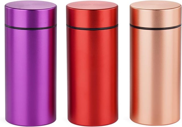 OZCHIN Aluminum Storage Jar Portable Airtight Smell Proof Container Bottle Multipurpose Storage Container for Spices, Coffee & Teas 80ml (Rose Gold&Purple&Red)
