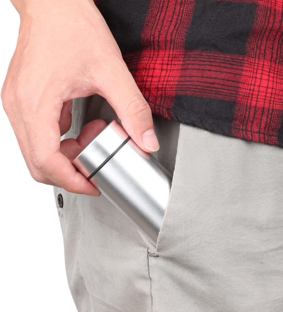 OZCHIN Aluminum Storage Jar Portable Airtight Smell Proof Container Bottle Multipurpose Storage Container for Spices, Coffee & Teas 80ml (Silver&Black&Coffee)