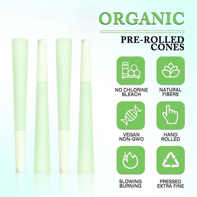 Green Pre Rolled Cones 50 Pack (4.2inches/108mm) Green Cones Rolling Papers with Tips, Slow-Burning and Chemical-Free, Ideal for Women and Beginners (Green)