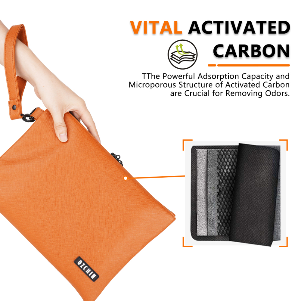 OZCHIN Smell Proof Bags Money Bag Certificates Organizer Lock Bag Travel Storage Case 11 x 8 inch with Combination Lock (Brown)