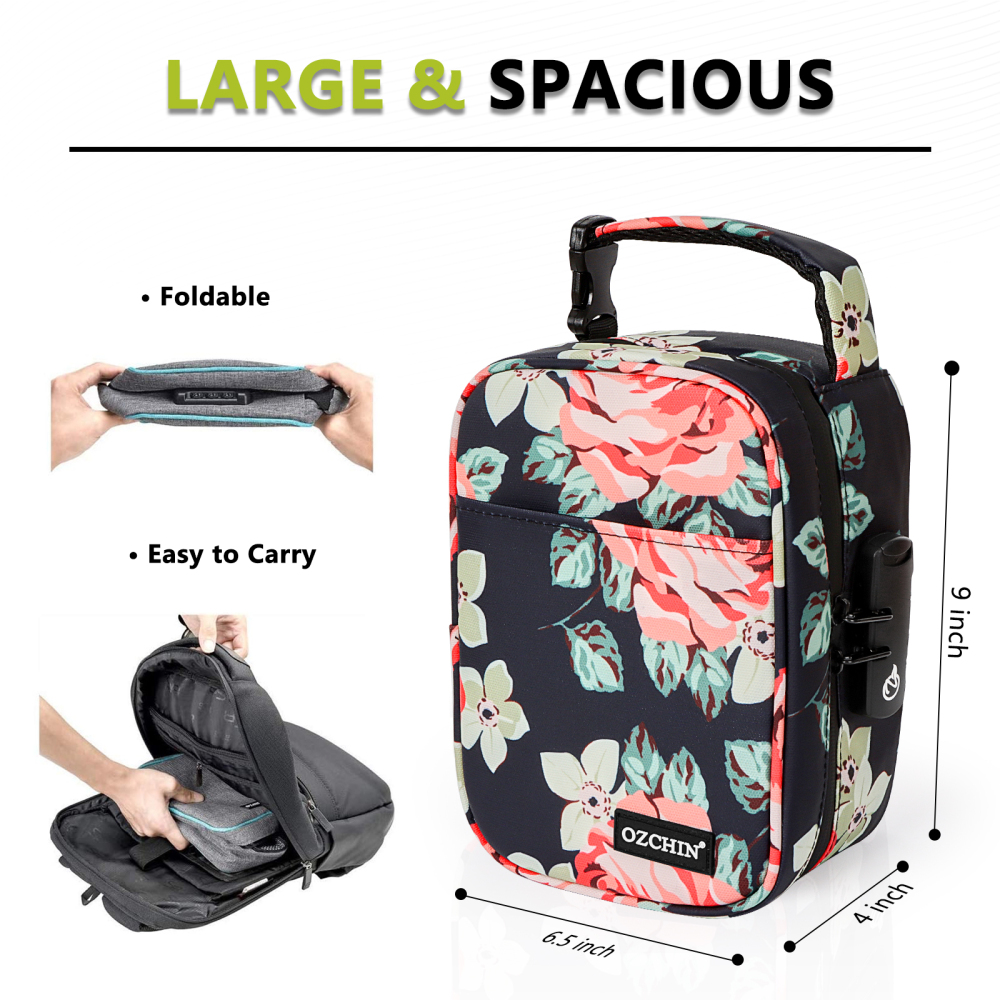 OZCHIN Large Storage Bag with Combination Lock Lunch Bag File Organizer Case Container; Medicine Lock Bag Travel Storage Case