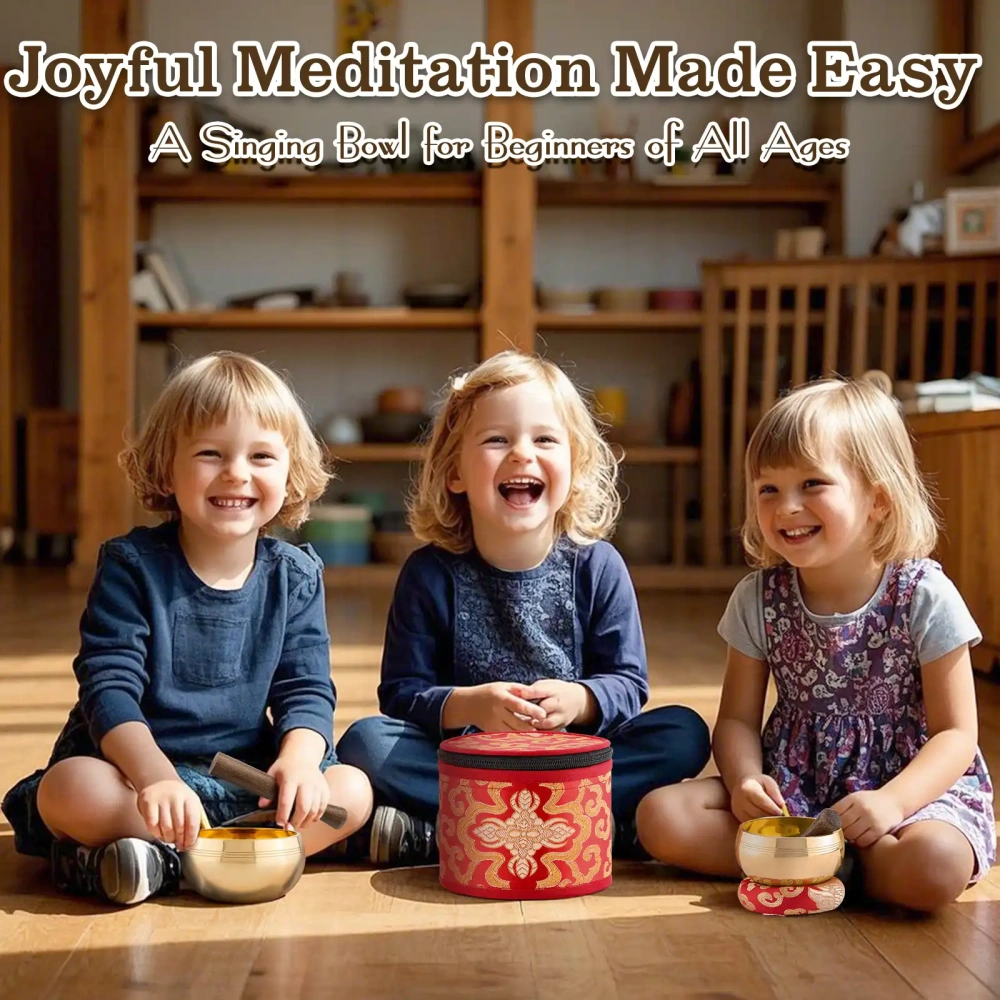 2-Pack Tibetan Singing Bowls Set (Red) - 100% Handmade in Nepal, Sound Bowl Meditation Set for Yoga, Chakra Healing, Meditation Gifts, Unique Gifts for Women
