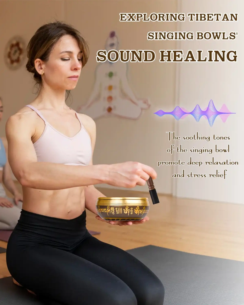 Tibetan Singing Bowl Set (Buddha-Black)— Meditation Sound Bowl Handcrafted in Nepal for Yoga, Chakra Healing, Mindfulness, and Stress Relief — Self-Care Spiritual Gifts for Women and Men
