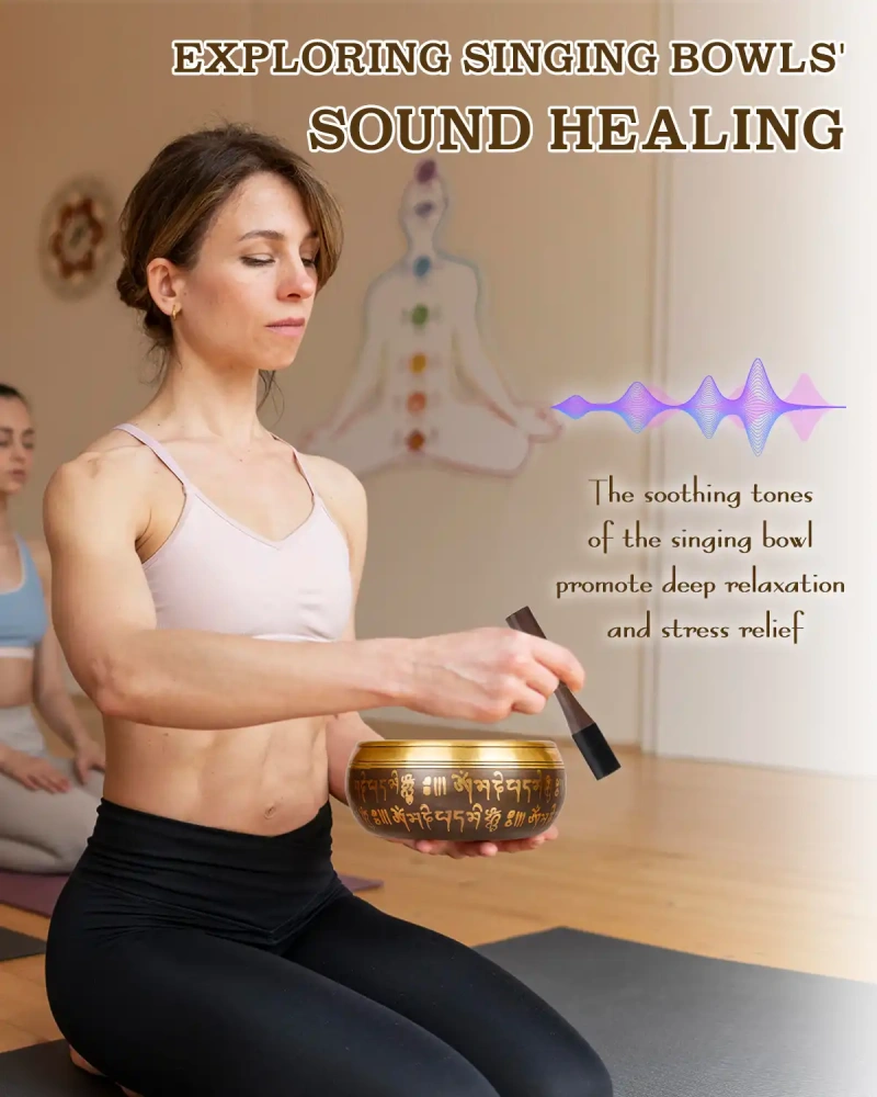 Tibetan Singing Bowl Set (Buddha-Sunflower) — Meditation Sound Bowl Handcrafted in Nepal for Yoga, Chakra Healing, Mindfulness, and Stress Relief — Self-Care Spiritual Gifts for Women and Men