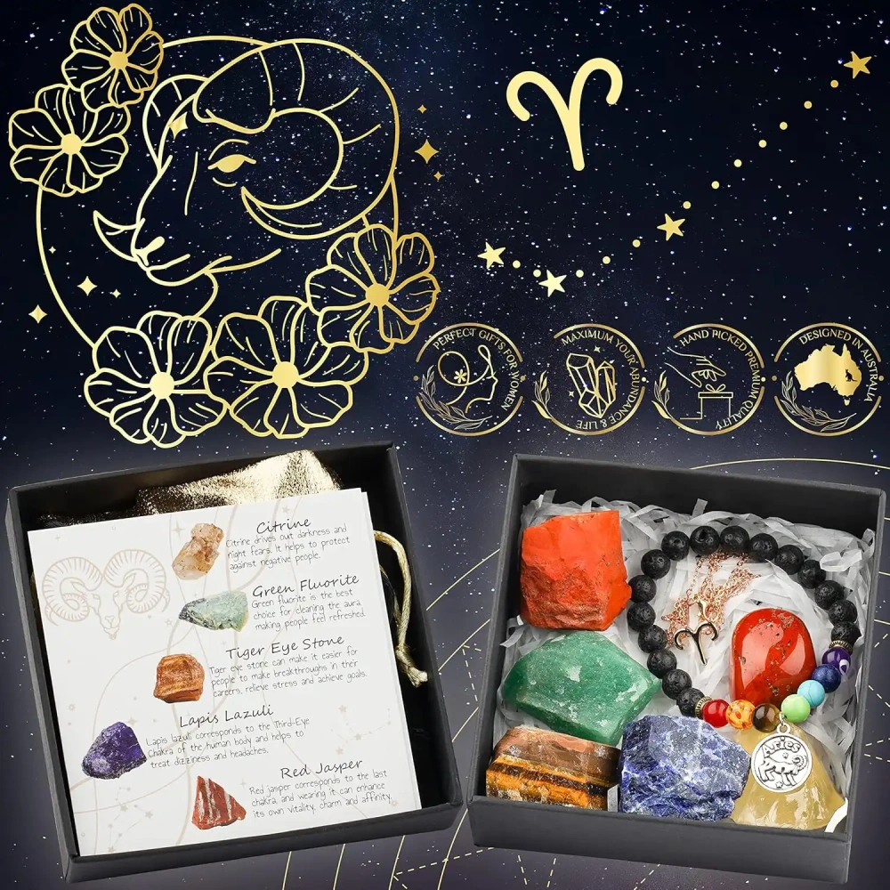 Zodiac Sign Gifts Spiritual Gifts Horoscope Gifts with Zodiac Stone Necklace and Chakra Bracelet  Astrology Crystal Set and Healing Stone Gifts