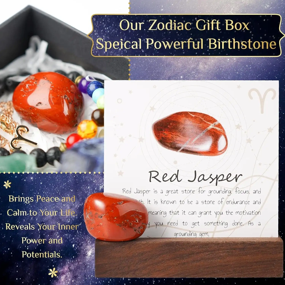 Zodiac Sign Gifts Spiritual Gifts Horoscope Gifts with Zodiac Stone Necklace and Chakra Bracelet  Astrology Crystal Set and Healing Stone Gifts