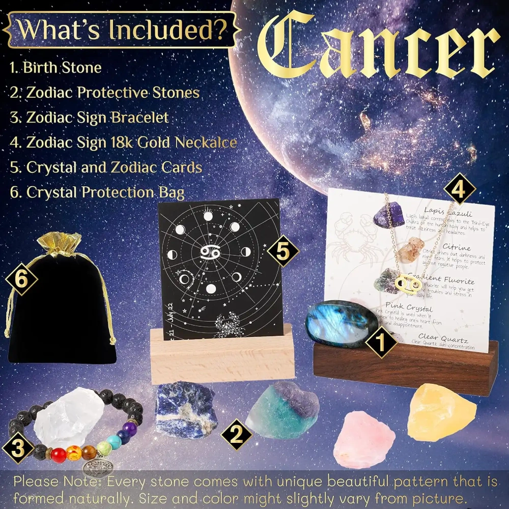 Zodiac Sign Gifts Spiritual Gifts Horoscope Gifts with Zodiac Stone Necklace and Chakra Bracelet  Astrology Crystal Set and Healing Stone Gifts