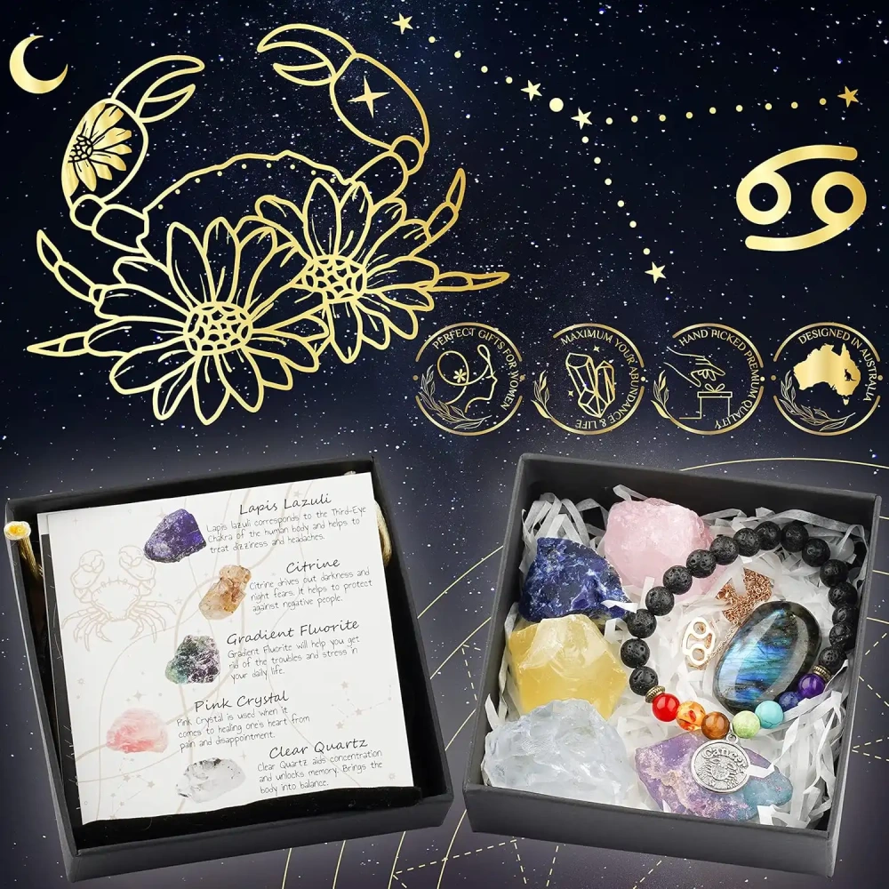 Zodiac Sign Gifts Spiritual Gifts Horoscope Gifts with Zodiac Stone Necklace and Chakra Bracelet  Astrology Crystal Set and Healing Stone Gifts
