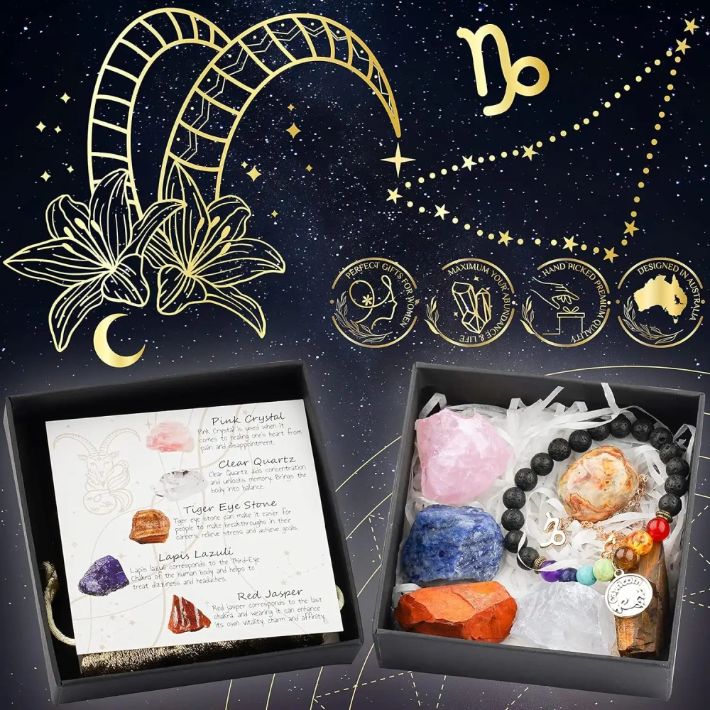 Zodiac Sign Gifts Spiritual Gifts Horoscope Gifts with Zodiac Stone Necklace and Chakra Bracelet  Astrology Crystal Set and Healing Stone Gifts