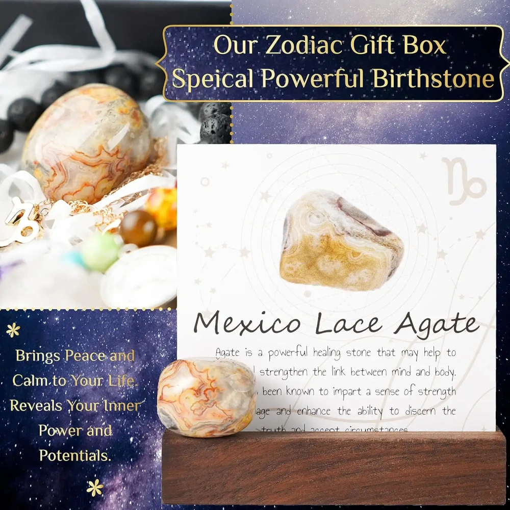 Zodiac Sign Gifts Spiritual Gifts Horoscope Gifts with Zodiac Stone Necklace and Chakra Bracelet  Astrology Crystal Set and Healing Stone Gifts