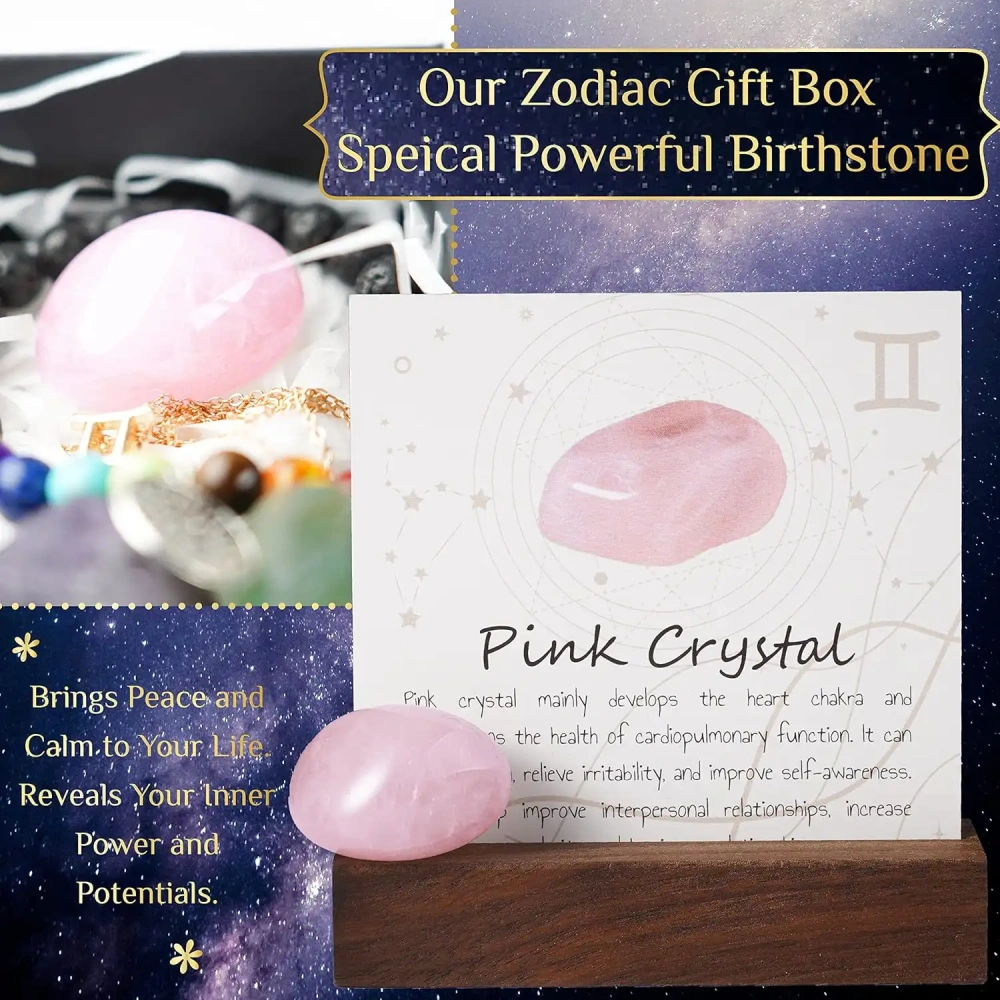 Zodiac Sign Gifts Spiritual Gifts Horoscope Gifts with Zodiac Stone Necklace and Chakra Bracelet  Astrology Crystal Set and Healing Stone Gifts