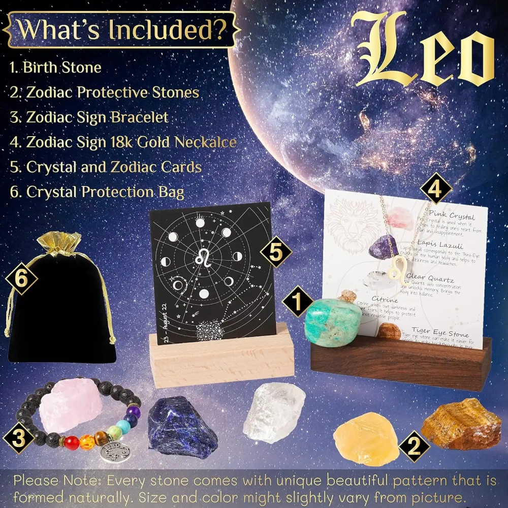 Zodiac Sign Gifts Spiritual Gifts Horoscope Gifts with Zodiac Stone Necklace and Chakra Bracelet  Astrology Crystal Set and Healing Stone Gifts