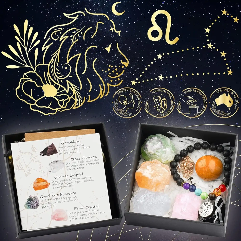 Zodiac Sign Gifts Spiritual Gifts Horoscope Gifts with Zodiac Stone Necklace and Chakra Bracelet  Astrology Crystal Set and Healing Stone Gifts
