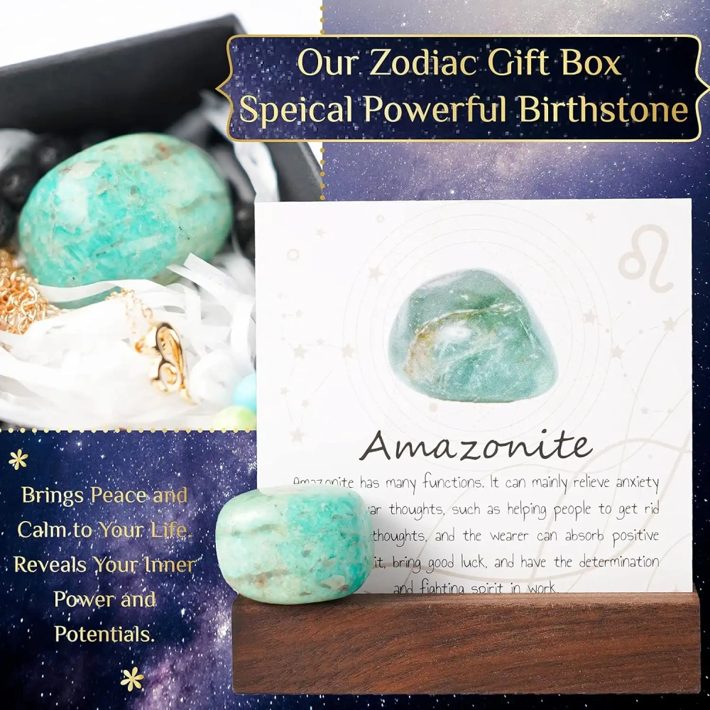 Zodiac Sign Gifts Spiritual Gifts Horoscope Gifts with Zodiac Stone Necklace and Chakra Bracelet  Astrology Crystal Set and Healing Stone Gifts
