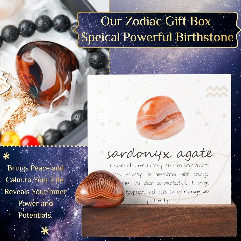 Zodiac Sign Gifts Spiritual Gifts Horoscope Gifts with Zodiac Stone Necklace and Chakra Bracelet  Astrology Crystal Set and Healing Stone Gifts