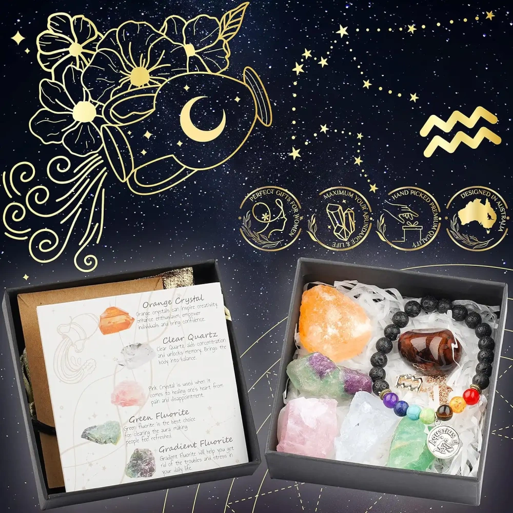 Zodiac Sign Gifts Spiritual Gifts Horoscope Gifts with Zodiac Stone Necklace and Chakra Bracelet  Astrology Crystal Set and Healing Stone Gifts